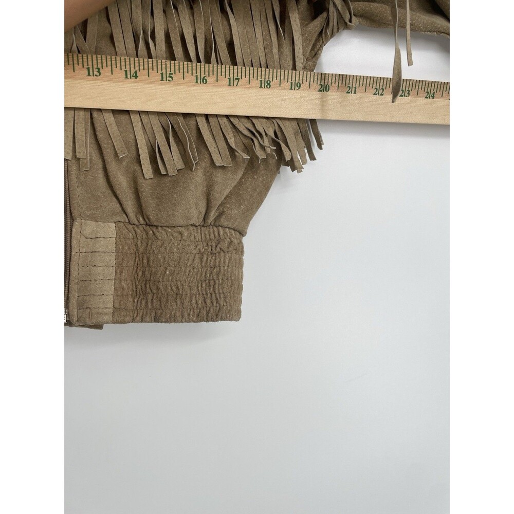 Vintage 80s Western Fringe Suede Leather Cropped Jacket Chia Boho Rodeo Cowgirl - Picture 9 of 16